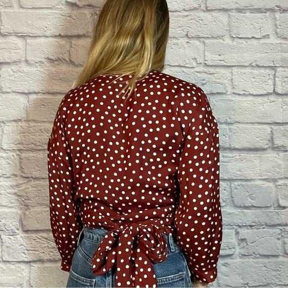 Cotton On polka dot wrap crop top blouse - Picture 3 of 7